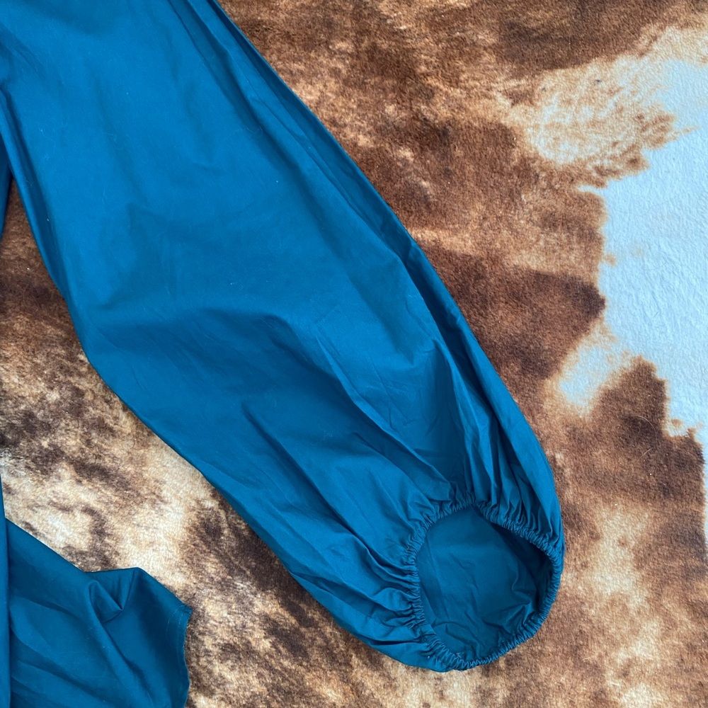 FREE PEOPLE Dark Teal Green All The Time Long Sleeve Tunic Peplum Blouse - Picture 8 of 10